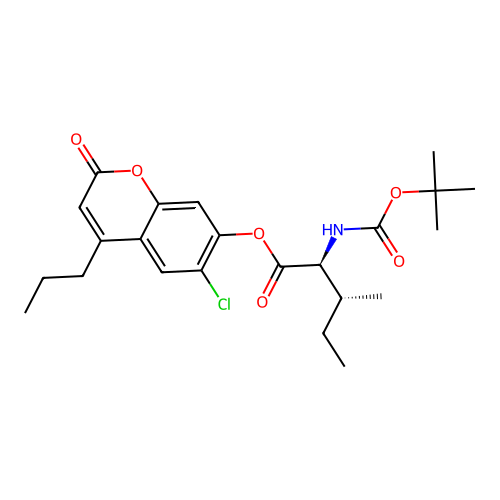 (2S,3R)-6-chloro-2-oxo-4-propyl-2H-chromen-7-yl 2-((tert-butoxycarbonyl)amino)-3-methylpentanoate structure