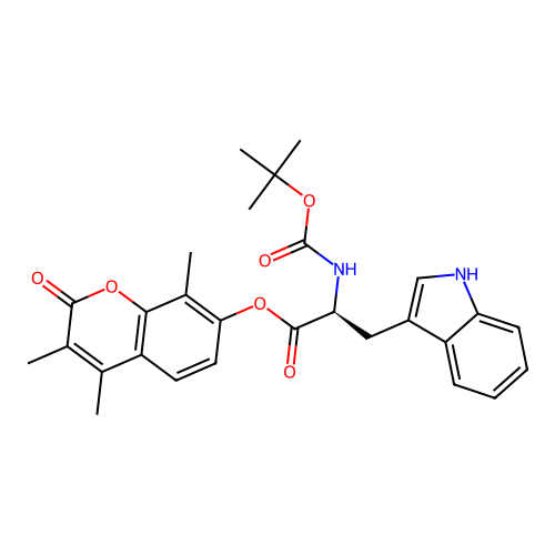 (S)-3,4,8-trimethyl-2-oxo-2H-chromen-7-yl 2-((tert-butoxycarbonyl)amino)-3-(1H-indol-3-yl)propanoate structure