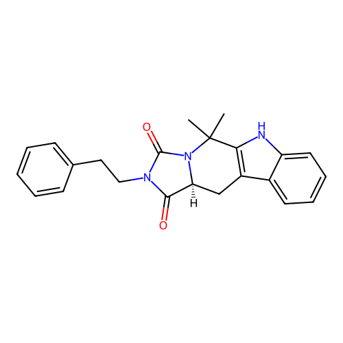 (11aS)-5,5-dimethyl-2-(2-phenylethyl)-5,6,11,11a-tetrahydro-1H-imidazo[1',5':1,6]pyrido[3,4-b]indole-1,3(2H)-dione structure