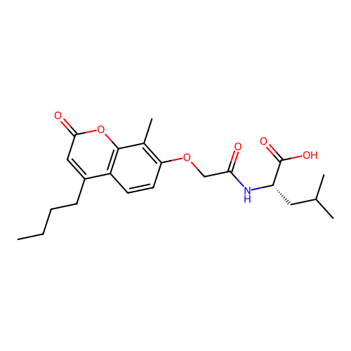 (S)-2-(2-((4-butyl-8-methyl-2-oxo-2H-chromen-7-yl)oxy)acetamido)-4-methylpentanoic acid structure