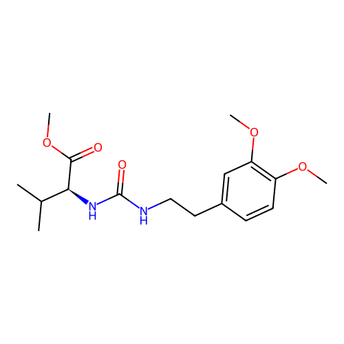 methyl N-{[2-(3,4-dimethoxyphenyl)ethyl]carbamoyl}-L-valinate structure