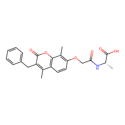 N-{[(3-benzyl-4,8-dimethyl-2-oxo-2H-chromen-7-yl)oxy]acetyl}-L-alanine structure