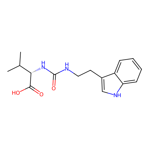 (2S)-2-[2-(1H-indol-3-yl)ethylcarbamoylamino]-3-methylbutanoic acid structure