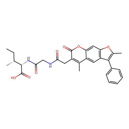 (2S,3R)-2-(2-(2-(2,5-dimethyl-7-oxo-3-phenyl-7H-furo[3,2-g]chromen-6-yl)acetamido)acetamido)-3-methylpentanoic acid structure