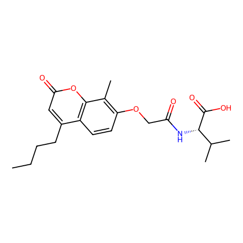 N-{[(4-butyl-8-methyl-2-oxo-2H-chromen-7-yl)oxy]acetyl}-L-valine structure