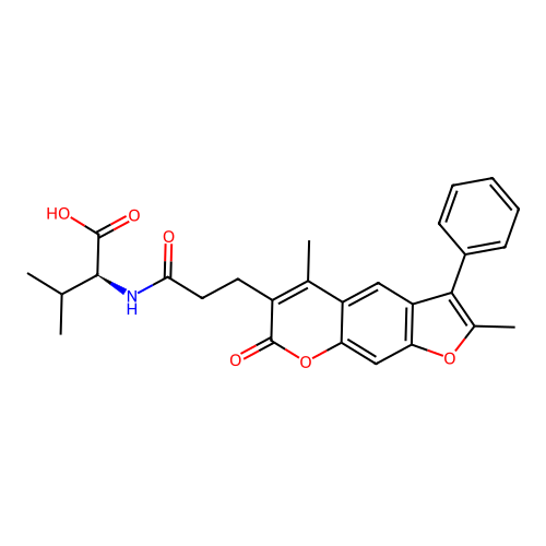 (S)-2-(3-(2,5-dimethyl-7-oxo-3-phenyl-7H-furo[3,2-g]chromen-6-yl)propanamido)-3-methylbutanoic acid structure
