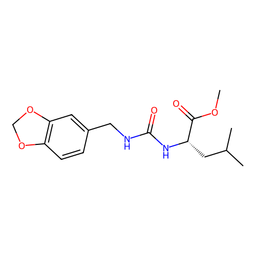 methyl N-[(1,3-benzodioxol-5-ylmethyl)carbamoyl]-L-leucinate structure