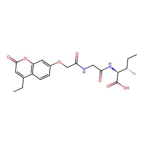 (2S,3S)-2-(2-(2-((4-ethyl-2-oxo-2H-chromen-7-yl)oxy)acetamido)acetamido)-3-methylpentanoic acid structure