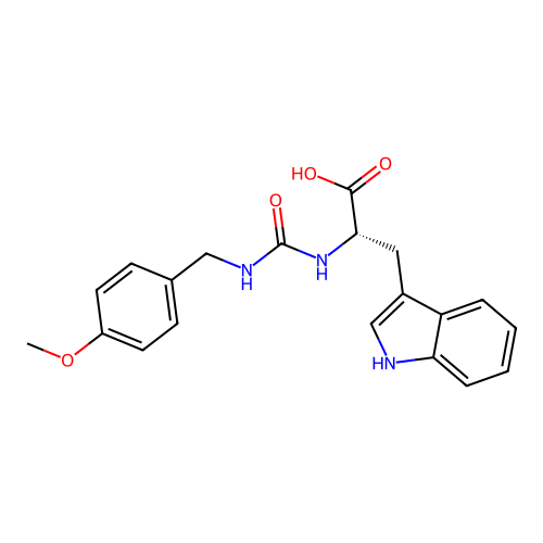 N-[(4-methoxybenzyl)carbamoyl]-L-tryptophan structure