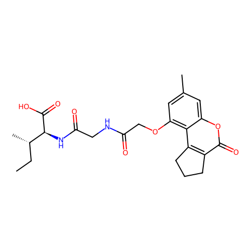 (2S,3S)-3-methyl-2-(2-(2-((7-methyl-4-oxo-1,2,3,4-tetrahydrocyclopenta[c]chromen-9-yl)oxy)acetamido)acetamido)pentanoic acid structure