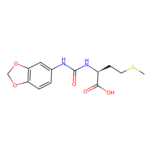 (S)-2-(3-(benzo[d][1,3]dioxol-5-yl)ureido)-4-(methylthio)butanoic acid structure