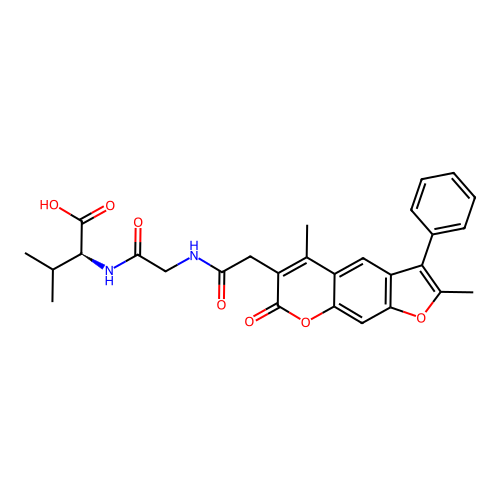 (S)-2-(2-(2-(2,5-dimethyl-7-oxo-3-phenyl-7H-furo[3,2-g]chromen-6-yl)acetamido)acetamido)-3-methylbutanoic acid structure