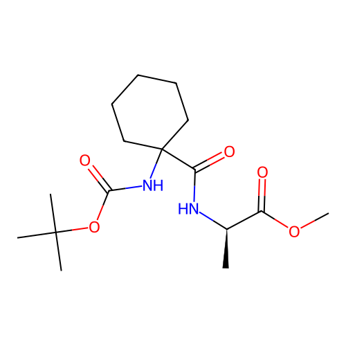 (R)-methyl 2-(1-((tert-butoxycarbonyl)amino)cyclohexanecarboxamido)propanoate structure