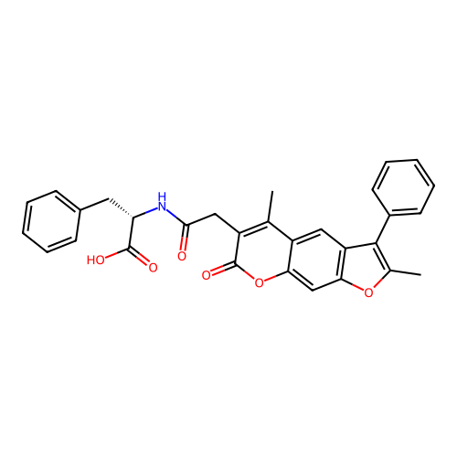 (S)-2-(2-(2,5-dimethyl-7-oxo-3-phenyl-7H-furo[3,2-g]chromen-6-yl)acetamido)-3-phenylpropanoic acid structure