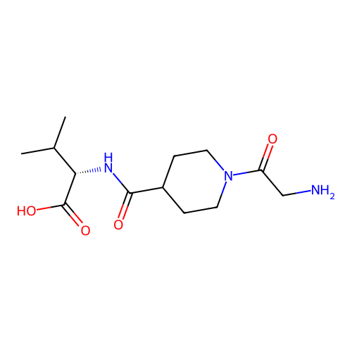 N-[(1-glycylpiperidin-4-yl)carbonyl]-L-valine structure