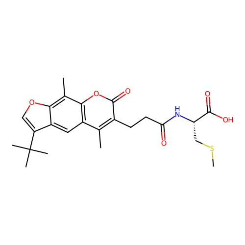 (R)-2-(3-(3-(tert-butyl)-5,9-dimethyl-7-oxo-7H-furo[3,2-g]chromen-6-yl)propanamido)-3-(methylthio)propanoic acid structure