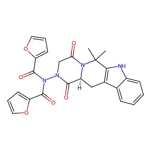 (S)-N-(6,6-dimethyl-1,4-dioxo-3,4,12,12a-tetrahydropyrazino[1',2':1,6]pyrido[3,4-b]indol-2(1H,6H,7H)-yl)-N-(furan-2-carbonyl)furan-2-carboxamide structure