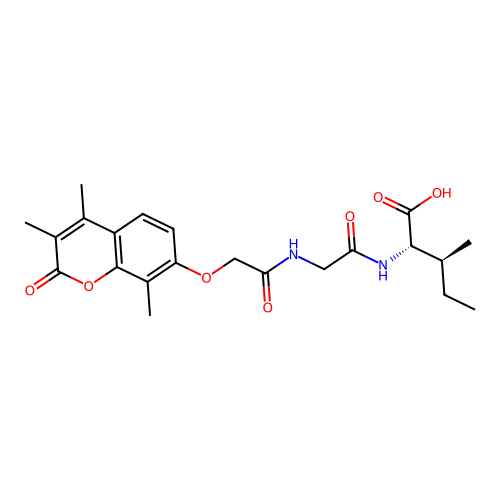 (2S,3S)-3-methyl-2-(2-(2-((3,4,8-trimethyl-2-oxo-2H-chromen-7-yl)oxy)acetamido)acetamido)pentanoic acid structure