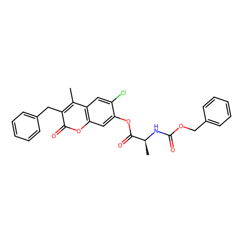 (S)-3-benzyl-6-chloro-4-methyl-2-oxo-2H-chromen-7-yl 2-(((benzyloxy)carbonyl)amino)propanoate structure