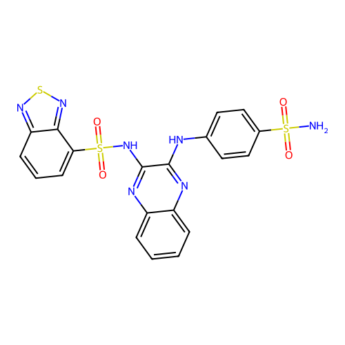N-(3-((4-sulfamoylphenyl)amino)quinoxalin-2-yl)benzo[c][1,2,5]thiadiazole-4-sulfonamide structure