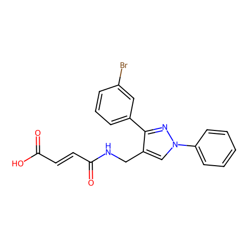 (E)-4-[[3-(3-bromophenyl)-1-phenylpyrazol-4-yl]methylamino]-4-oxobut-2-enoic acid structure