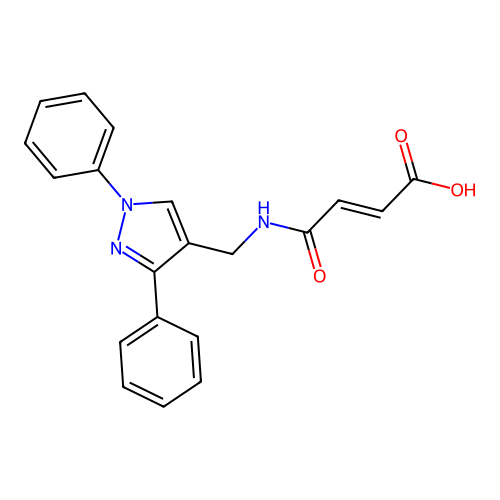 (E)-4-[(1,3-diphenylpyrazol-4-yl)methylamino]-4-oxobut-2-enoic acid structure