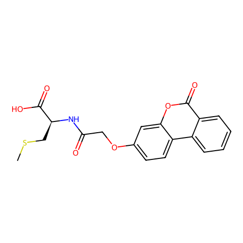 (R)-3-(methylthio)-2-(2-((6-oxo-6H-benzo[c]chromen-3-yl)oxy)acetamido)propanoic acid structure
