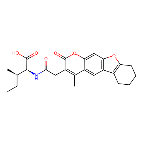 (2S,3R)-3-methyl-2-(2-(4-methyl-2-oxo-6,7,8,9-tetrahydro-2H-benzofuro[3,2-g]chromen-3-yl)acetamido)pentanoic acid structure