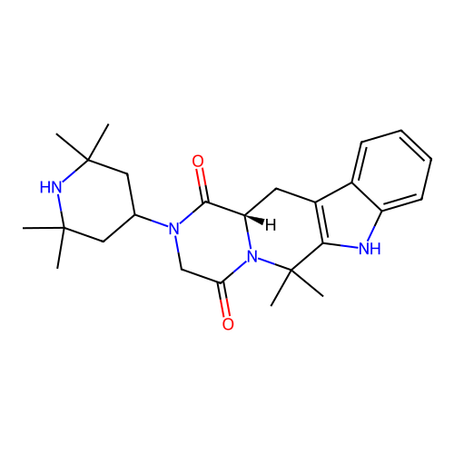 (12aS)-6,6-dimethyl-2-(2,2,6,6-tetramethylpiperidin-4-yl)-2,3,6,7,12,12a-hexahydropyrazino[1',2':1,6]pyrido[3,4-b]indole-1,4-dione structure