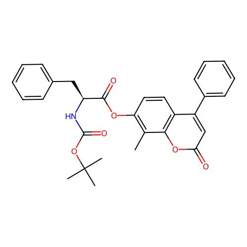 (S)-8-methyl-2-oxo-4-phenyl-2H-chromen-7-yl 2-((tert-butoxycarbonyl)amino)-3-phenylpropanoate structure