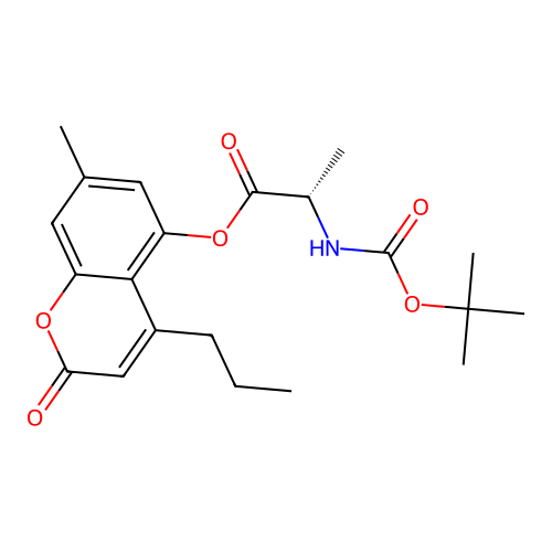 (S)-7-methyl-2-oxo-4-propyl-2H-chromen-5-yl 2-((tert-butoxycarbonyl)amino)propanoate structure