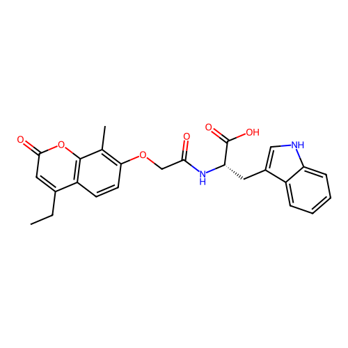 N-{[(4-ethyl-8-methyl-2-oxo-2H-chromen-7-yl)oxy]acetyl}-L-tryptophan structure