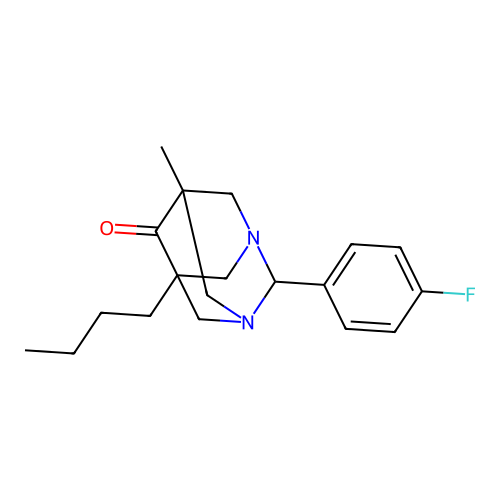 5-Butyl-2-(4-fluorophenyl)-7-methyl-1,3-diazatricyclo[3.3.1.1~3,7~]decan-6-one structure