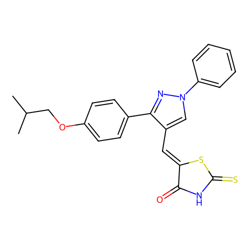 (5Z)-5-{[3-(4-isobutoxyphenyl)-1-phenyl-1H-pyrazol-4-yl]methylene}-2-thioxo-1,3-thiazolidin-4-one structure