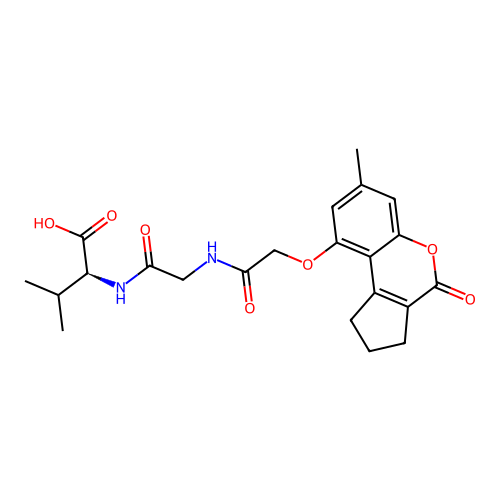 (S)-3-methyl-2-(2-(2-((7-methyl-4-oxo-1,2,3,4-tetrahydrocyclopenta[c]chromen-9-yl)oxy)acetamido)acetamido)butanoic acid structure