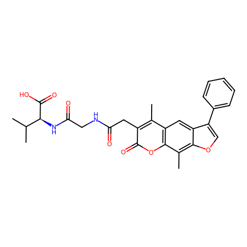 N-[(5,9-dimethyl-7-oxo-3-phenyl-7H-furo[3,2-g]chromen-6-yl)acetyl]glycyl-L-valine structure