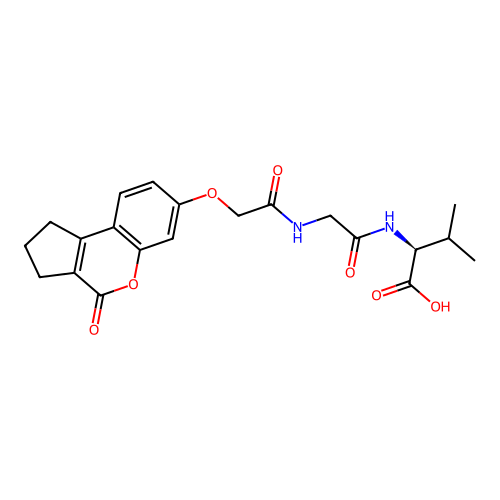 (S)-3-methyl-2-(2-(2-((4-oxo-1,2,3,4-tetrahydrocyclopenta[c]chromen-7-yl)oxy)acetamido)acetamido)butanoic acid structure
