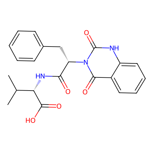 (S)-2-((S)-2-(2,4-dioxo-1,2-dihydroquinazolin-3(4H)-yl)-3-phenylpropanamido)-3-methylbutanoic acid structure