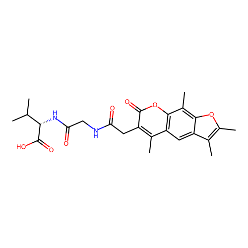(2S)-3-methyl-2-[[2-[[2-(2,3,5,9-tetramethyl-7-oxofuro[3,2-g]chromen-6-yl)acetyl]amino]acetyl]amino]butanoic acid structure