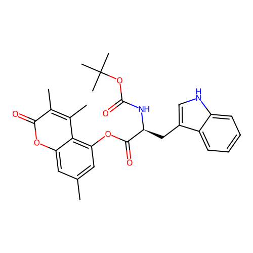 (S)-3,4,7-trimethyl-2-oxo-2H-chromen-5-yl 2-((tert-butoxycarbonyl)amino)-3-(1H-indol-3-yl)propanoate structure