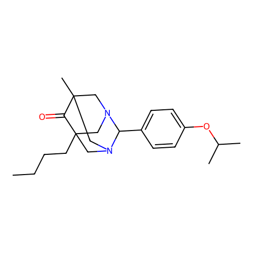 (5s,7s)-5-Butyl-2-(4-isopropoxyphenyl)-7-methyl-1,3-diazaadamantan-6-one structure