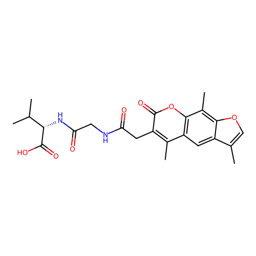 N-[(3,5,9-trimethyl-7-oxo-7H-furo[3,2-g]chromen-6-yl)acetyl]glycyl-L-valine structure