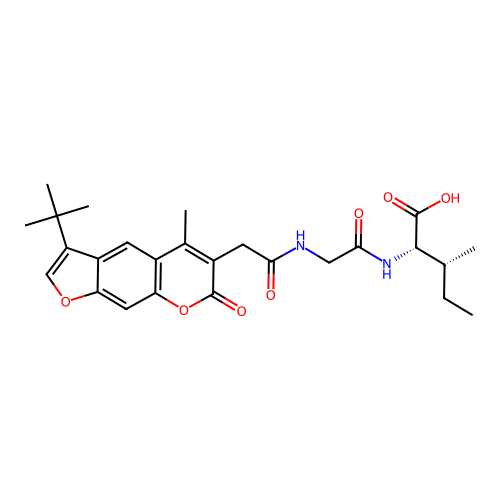 (2S,3R)-2-(2-(2-(3-(tert-butyl)-5-methyl-7-oxo-7H-furo[3,2-g]chromen-6-yl)acetamido)acetamido)-3-methylpentanoic acid structure