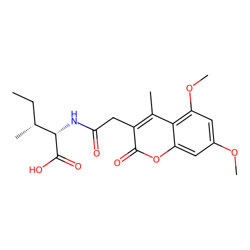 N-[(5,7-dimethoxy-4-methyl-2-oxo-2H-chromen-3-yl)acetyl]-L-isoleucine structure