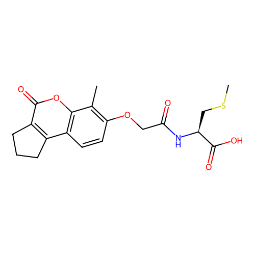 (R)-2-(2-((6-methyl-4-oxo-1,2,3,4-tetrahydrocyclopenta[c]chromen-7-yl)oxy)acetamido)-3-(methylthio)propanoic acid structure