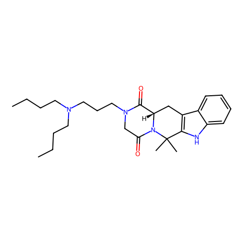 (12aS)-2-[3-(dibutylamino)propyl]-6,6-dimethyl-2,3,6,7,12,12a-hexahydropyrazino[1',2':1,6]pyrido[3,4-b]indole-1,4-dione structure
