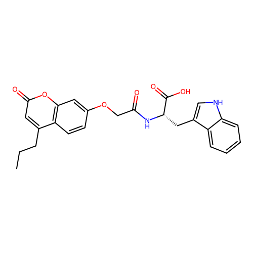 N-{[(2-oxo-4-propyl-2H-chromen-7-yl)oxy]acetyl}-L-tryptophan structure
