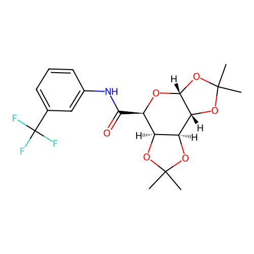 (3aR,5S,5aR,8aS,8bR)-2,2,7,7-tetramethyl-N-(3-(trifluoromethyl)phenyl)tetrahydro-3aH-bis([1,3]dioxolo)[4,5-b:4',5'-d]pyran-5-carboxamide structure