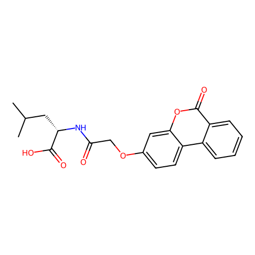 (S)-4-methyl-2-(2-((6-oxo-6H-benzo[c]chromen-3-yl)oxy)acetamido)pentanoic acid structure