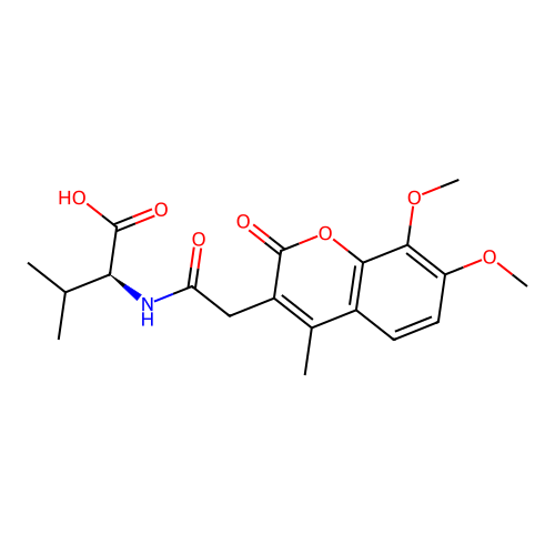 (S)-2-(2-(7,8-dimethoxy-4-methyl-2-oxo-2H-chromen-3-yl)acetamido)-3-methylbutanoic acid structure